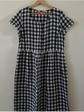 Pyne & Smith NO. 11 Navy and White Gingham Check 100% Linen